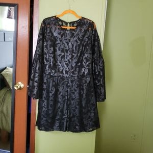 Ashley Stewart faux leather romper with bell sleev